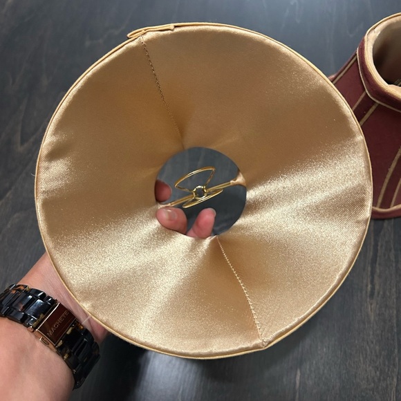 Maroon and Gold Mini Lamp Shades Set of 2 - Picture 4 of 5